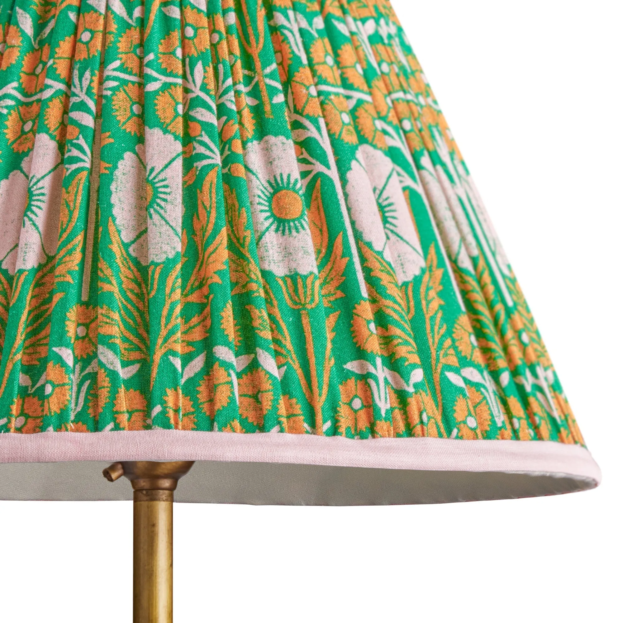 20cm empire printed cotton shade in green 'Poppies' by Ellen Merchant