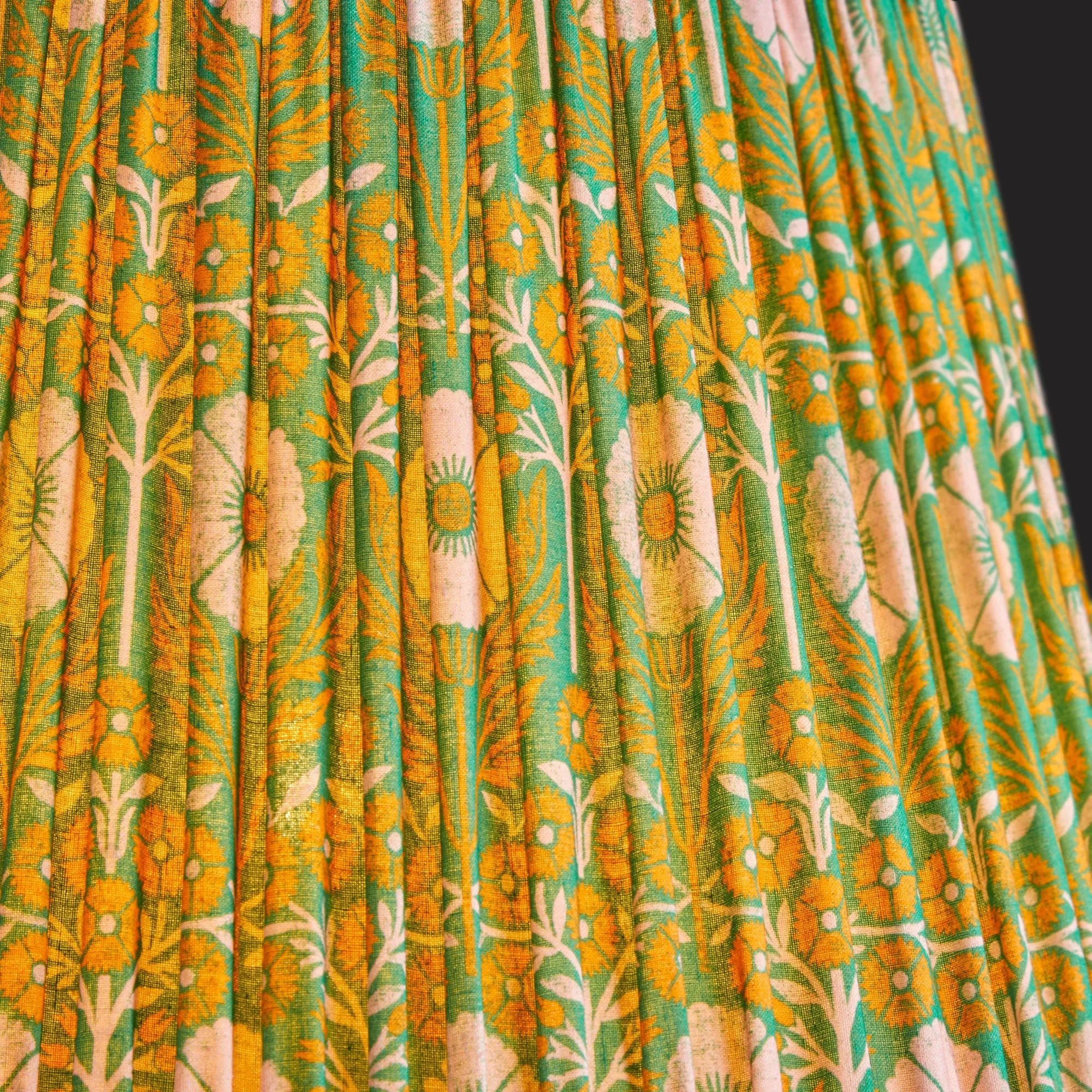 20cm empire printed cotton shade in green 'Poppies' by Ellen Merchant