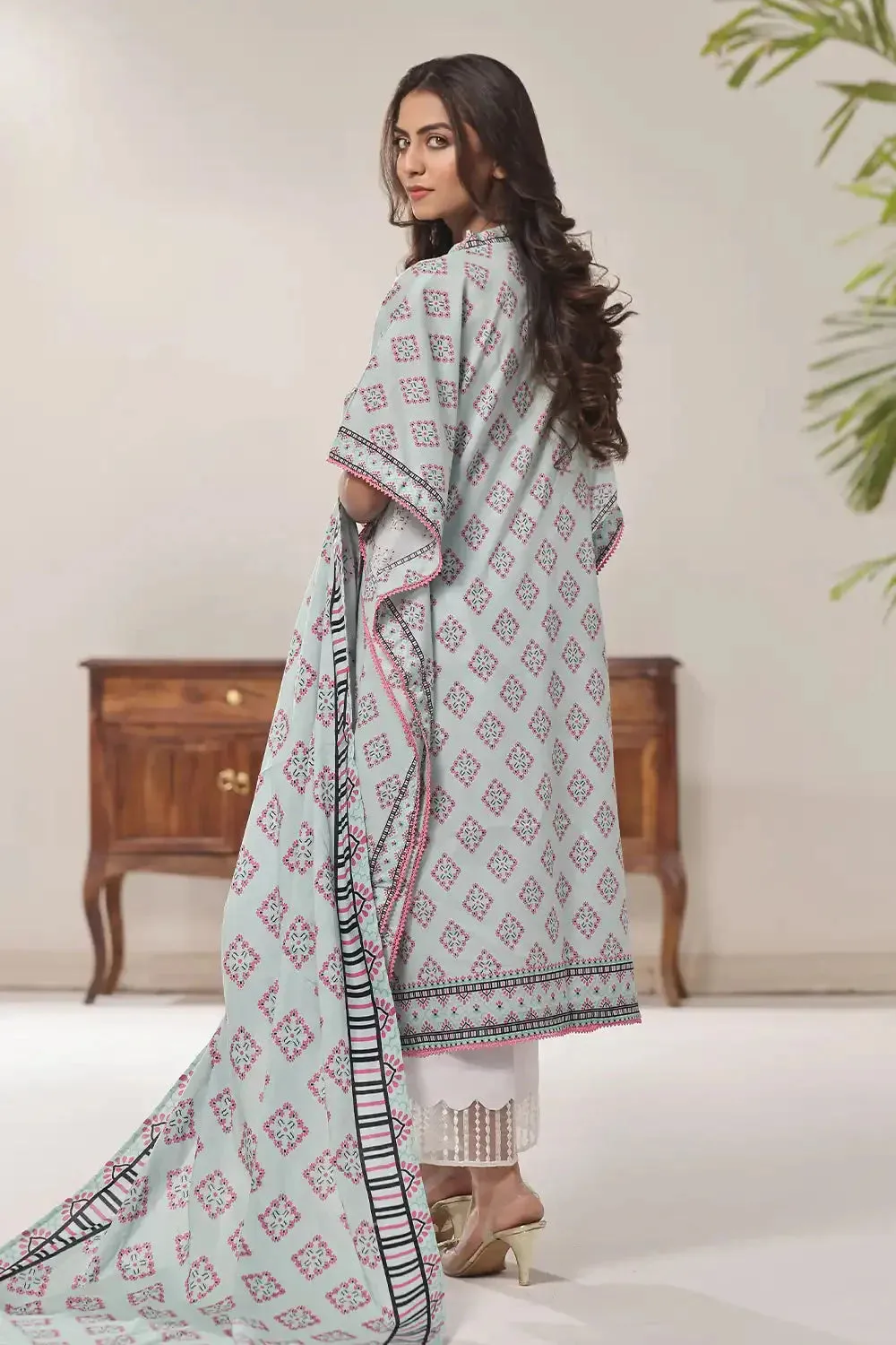 2PC Unstitched Printed Lawn Shirt and Dupatta KSD-2473