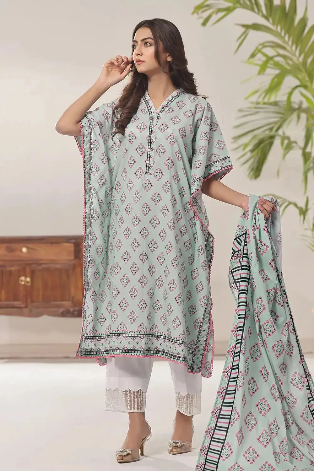 2PC Unstitched Printed Lawn Shirt and Dupatta KSD-2473