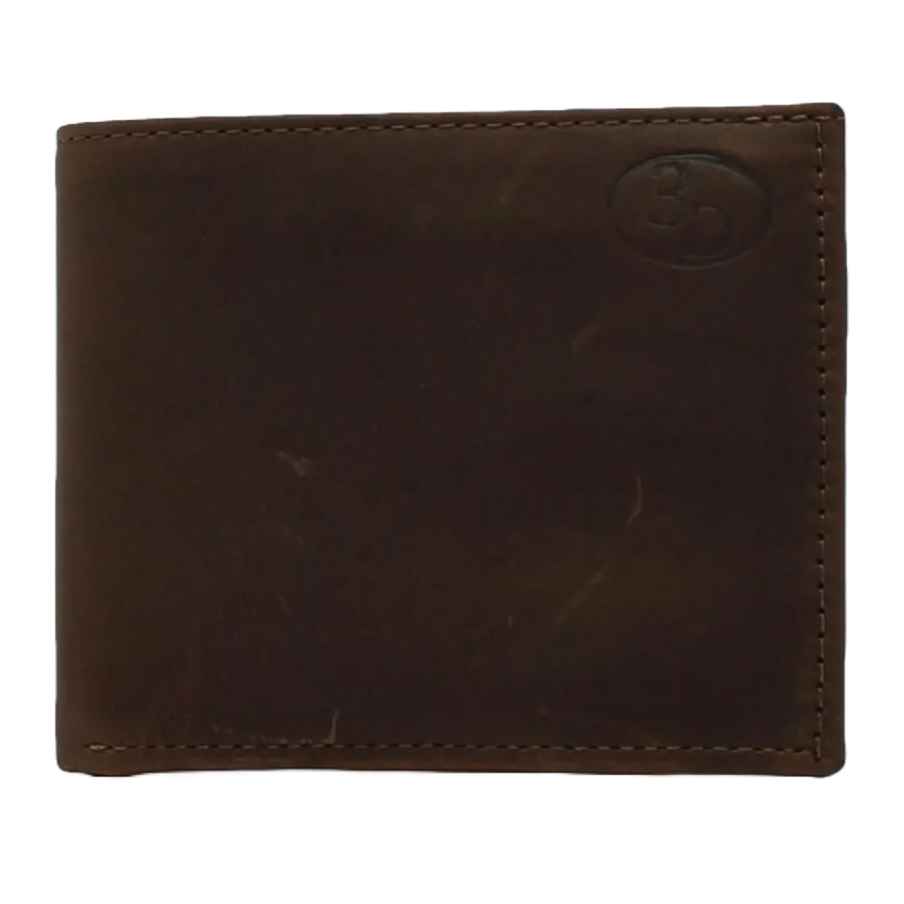 3D Men's Bifold Flip Dark Brown Leather Wallet D250000434