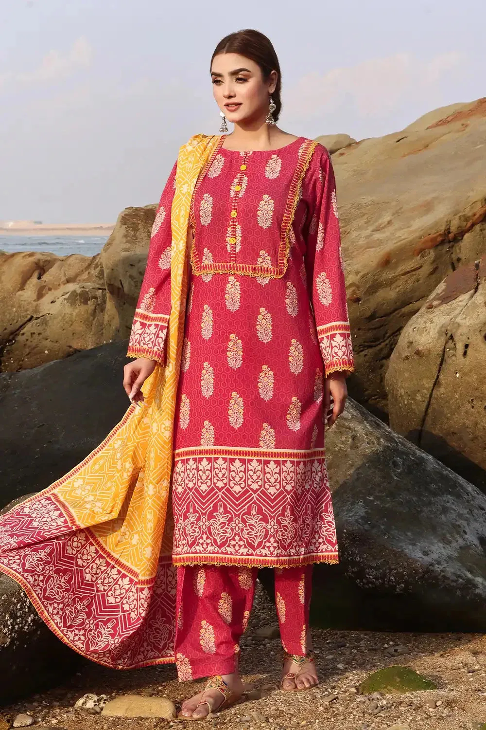 3PC Printed Unstitched Lawn Suit KLA-2394