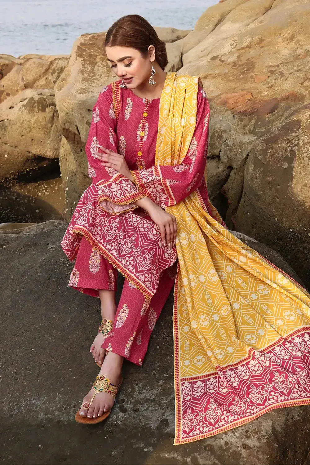 3PC Printed Unstitched Lawn Suit KLA-2394