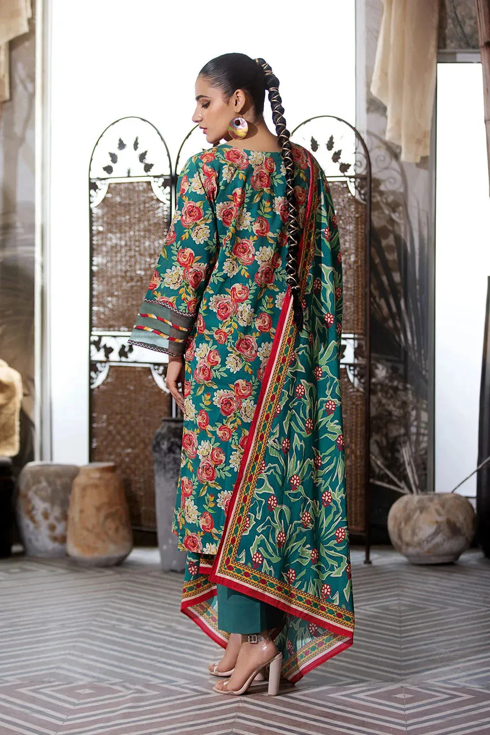 3PC Printed Unstitched Lawn Suit KLA-2588