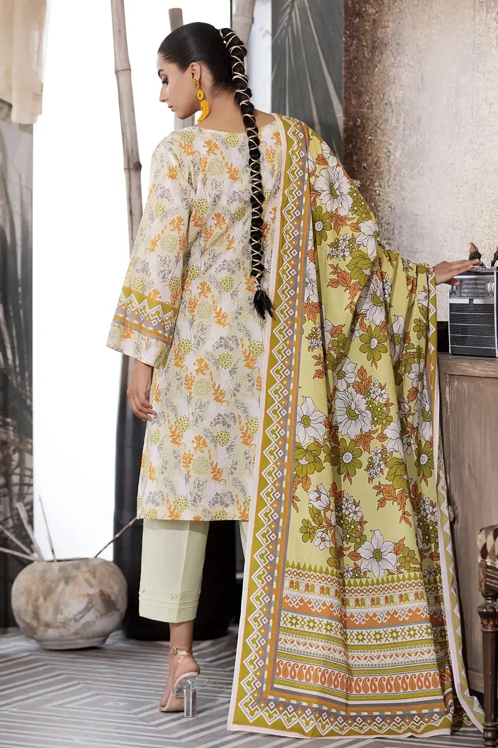 3PC Printed Unstitched Lawn Suit KLA-2591