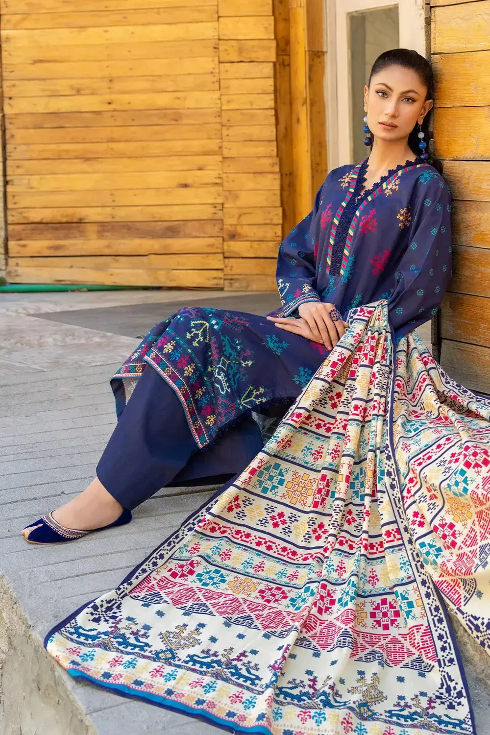 3PC Printed Unstitched Lawn Suit KLA-2803