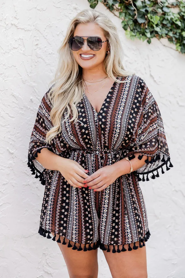 A Fair Deal Printed Tassel Romper FINAL SALE