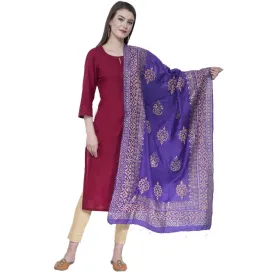 A R Silk Purple Color Chanderi Gold Print Dupattas and Chunnis