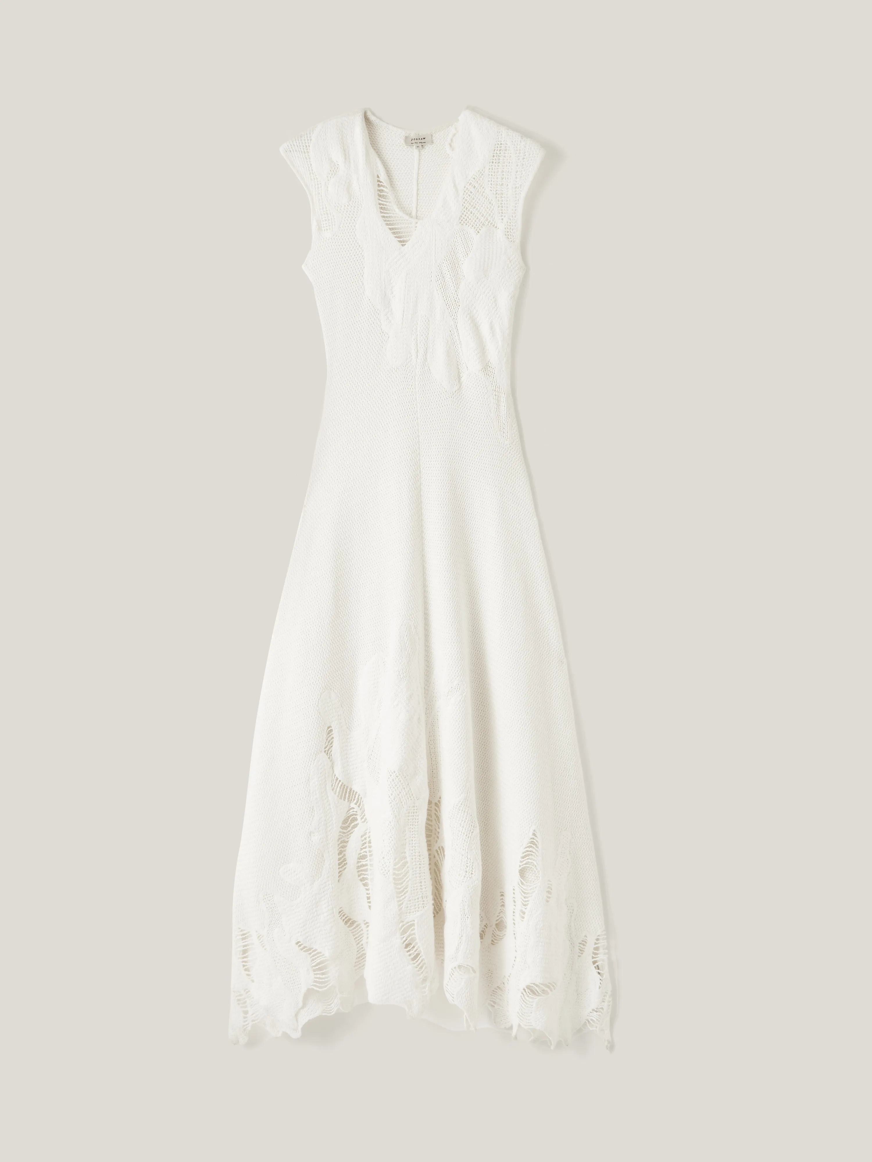 Abstract Lace Embroidery Dress | Ivory