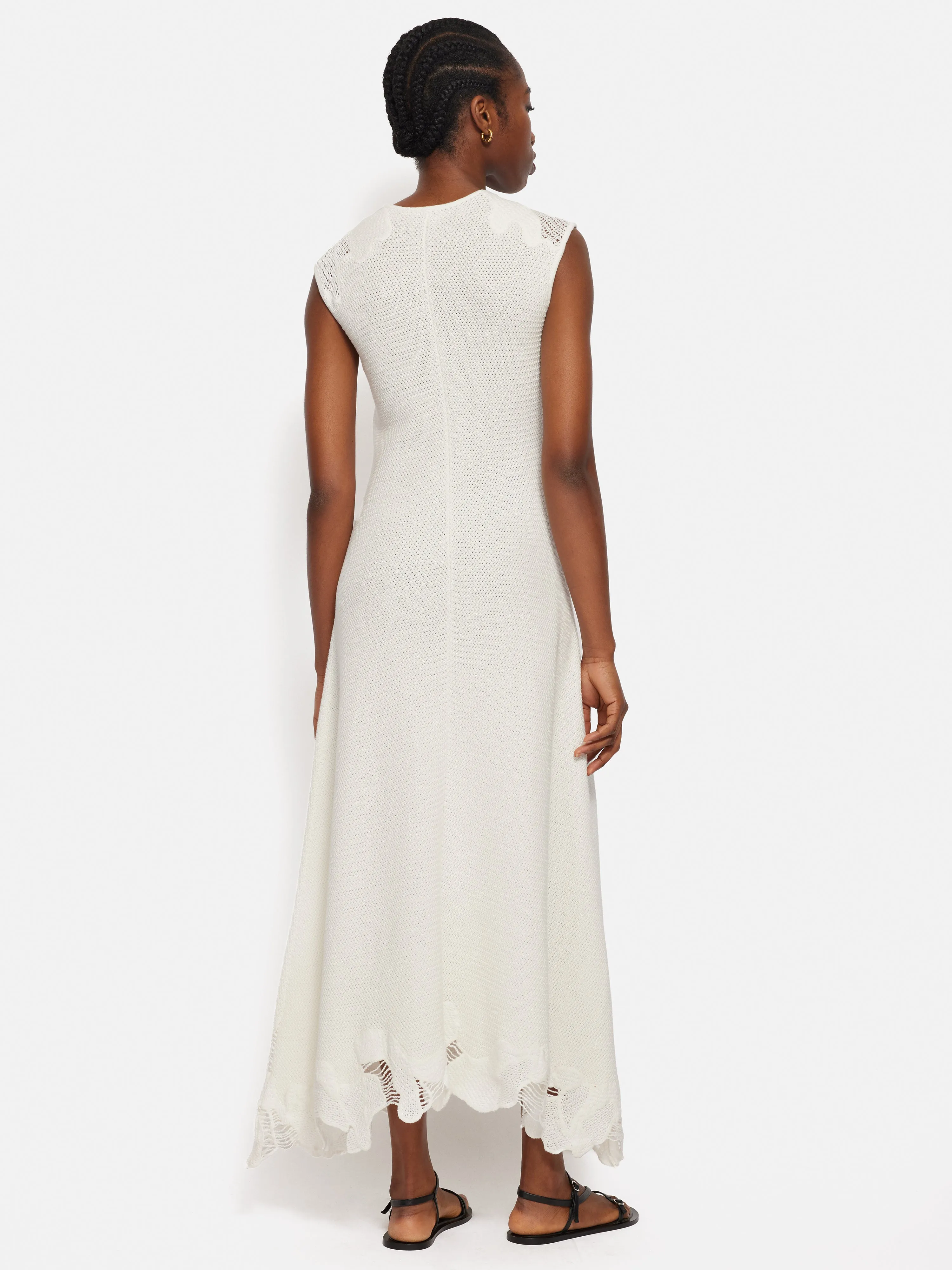 Abstract Lace Embroidery Dress | Ivory