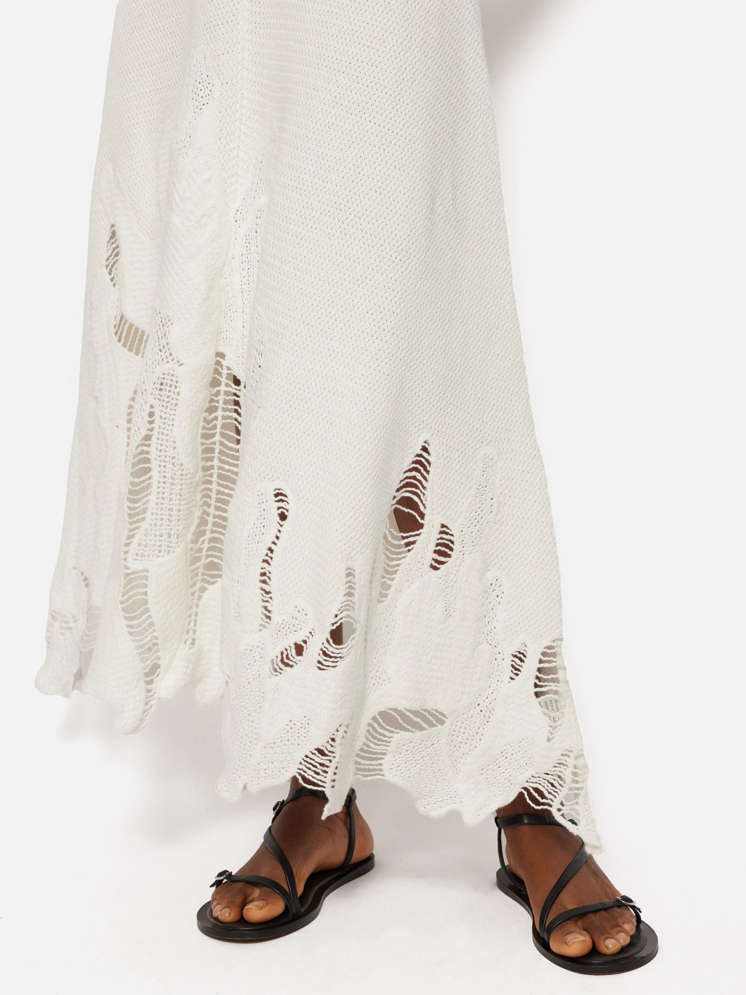 Abstract Lace Embroidery Dress | Ivory