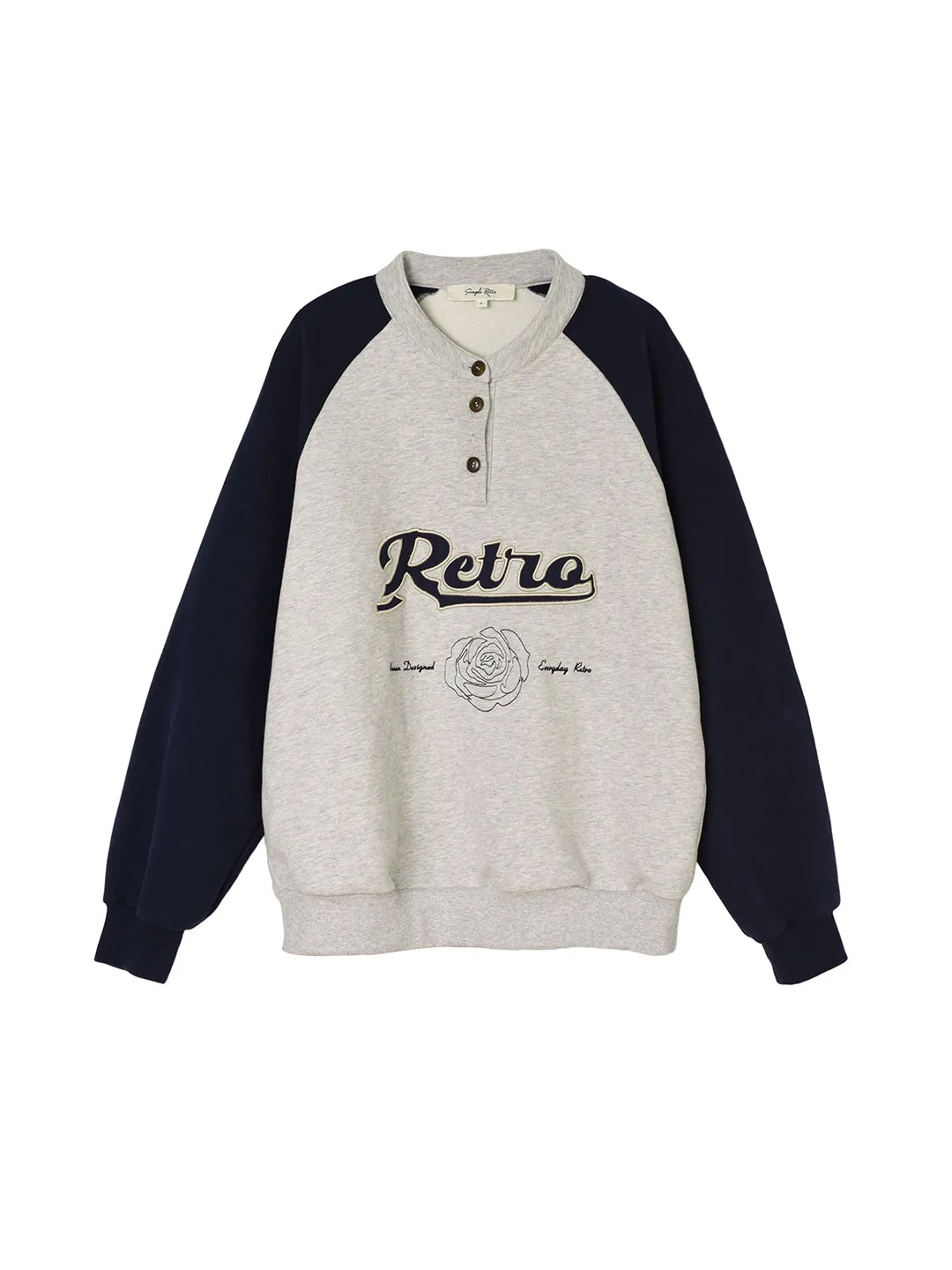 Amaya Embroidered Gray Fleece Sweatshirt