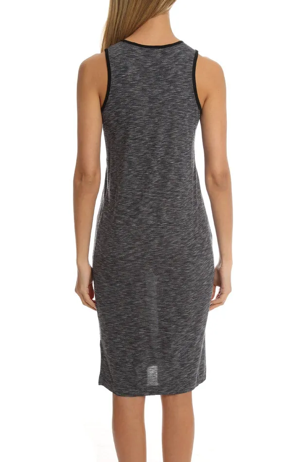 ATM Sleeveless Melange Henley Dress