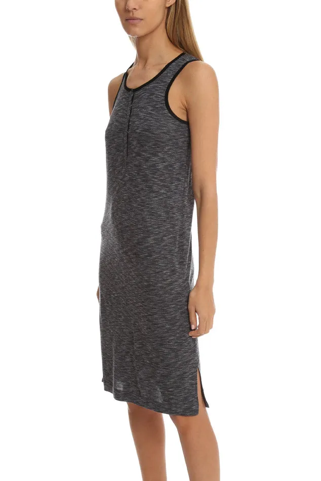 ATM Sleeveless Melange Henley Dress