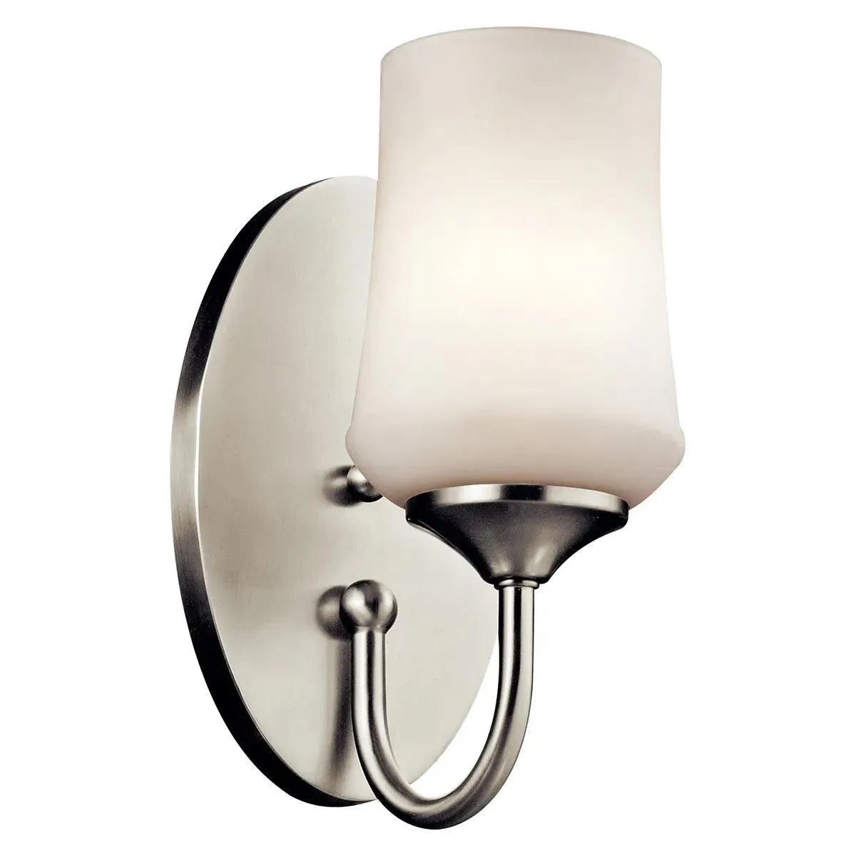 Aubrey 11" 1-Light LED Wall Sconce With Satin Etched Cased Opal Glass, Brushed Nickel Finish