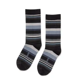 Barcode Stripe - Organic Cotton Crew Socks - Black