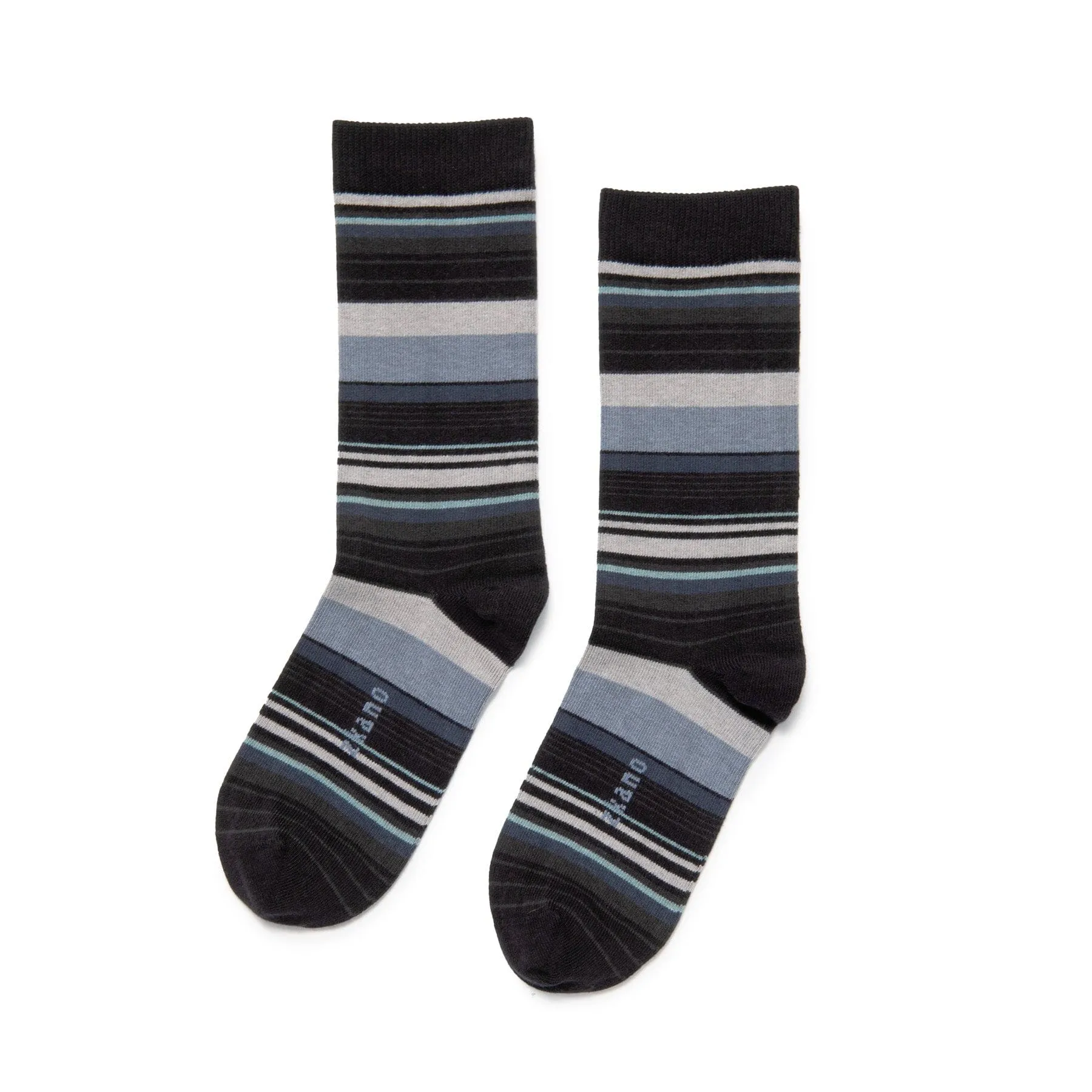 Barcode Stripe - Organic Cotton Crew Socks - Black