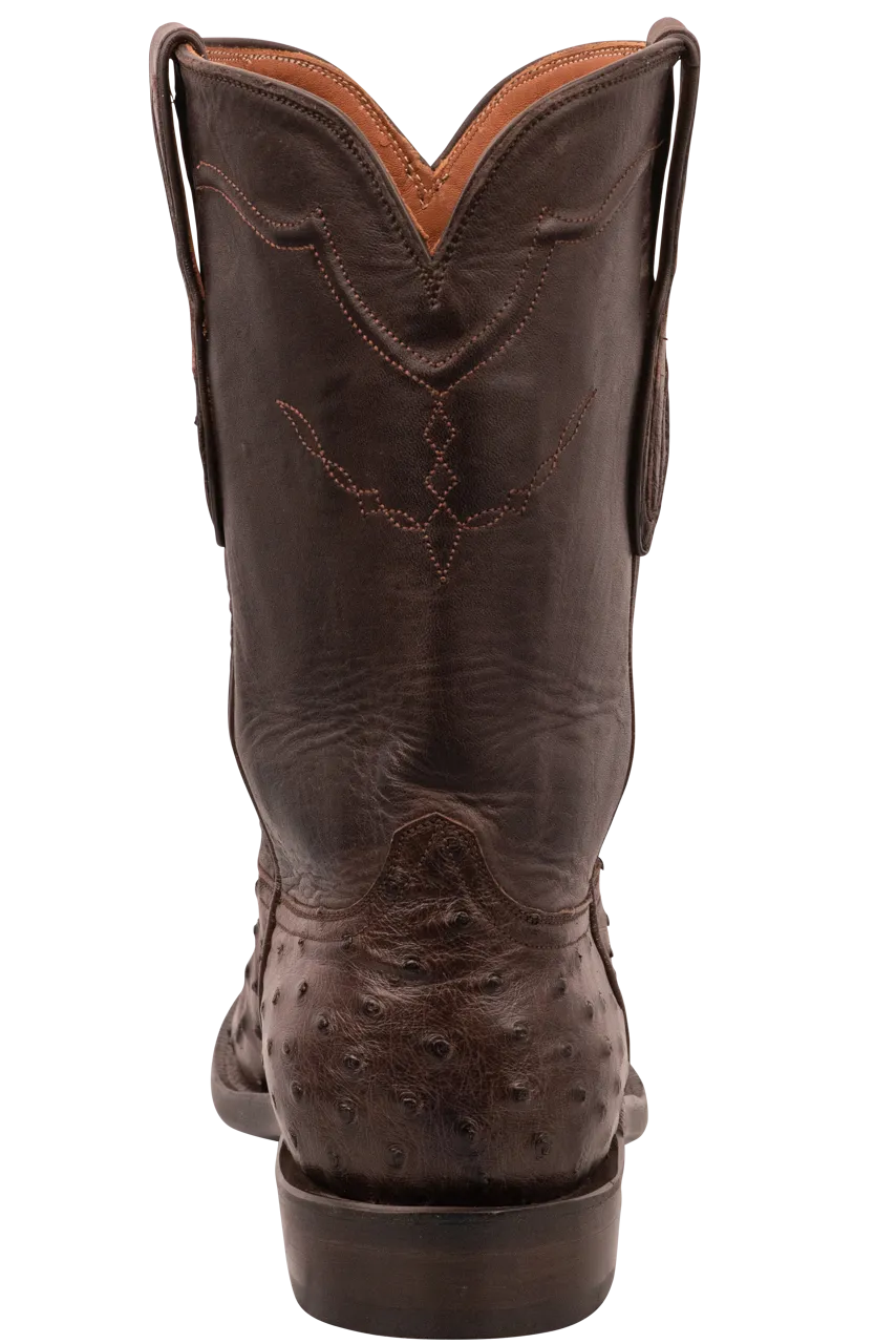 Black Jack Men's Full Quill Ostrich Roper Boots - Chocolate