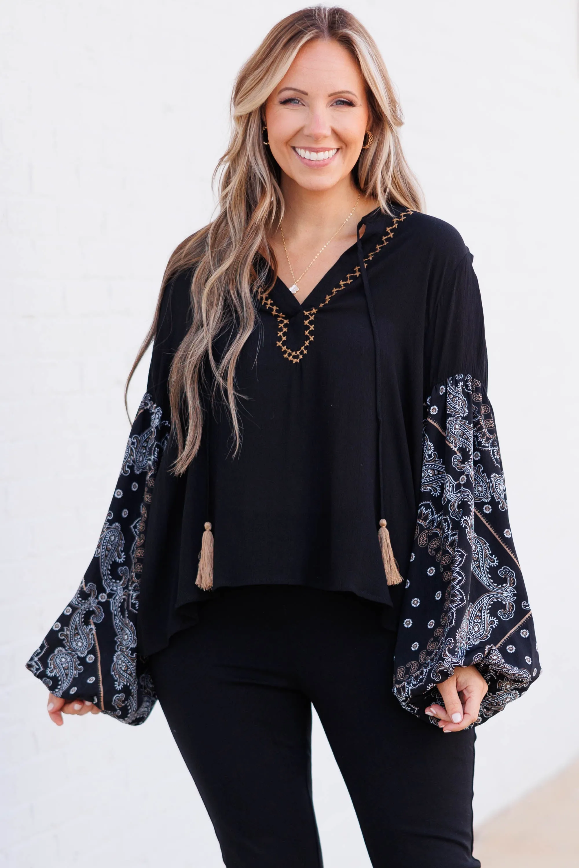 Blossom Blush Top, Black