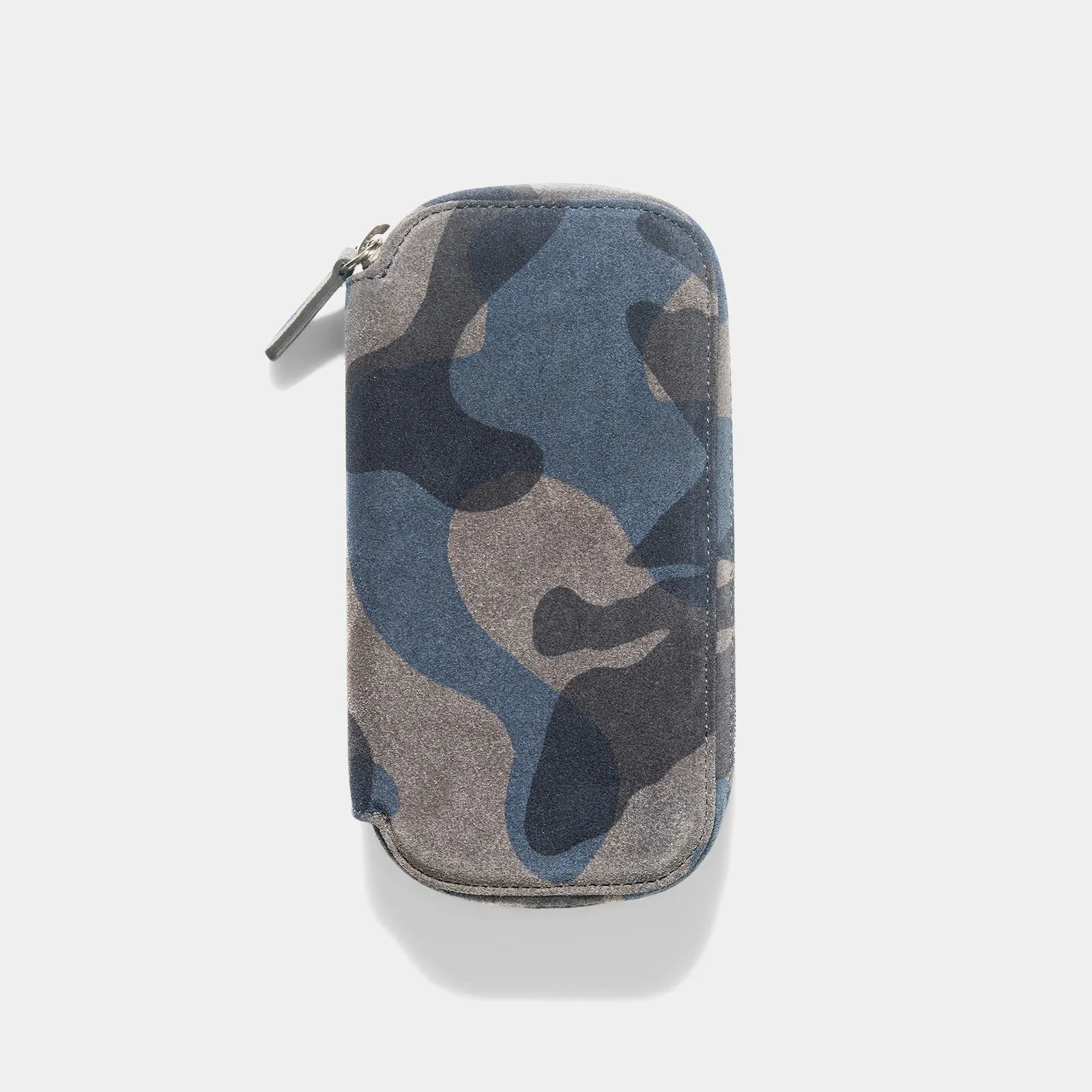 Blue Camo 2 Watch Leather Zip Pouch