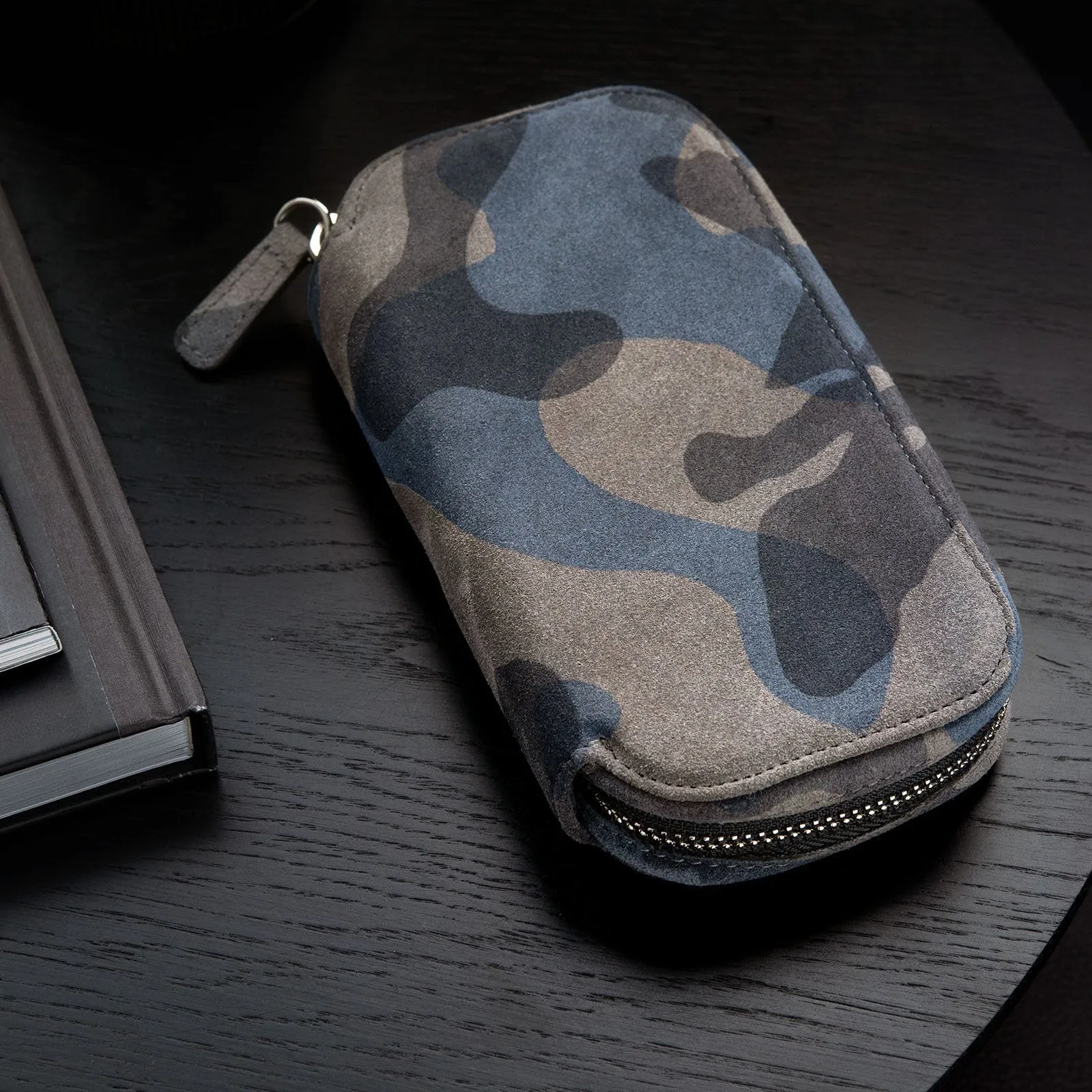 Blue Camo 2 Watch Leather Zip Pouch