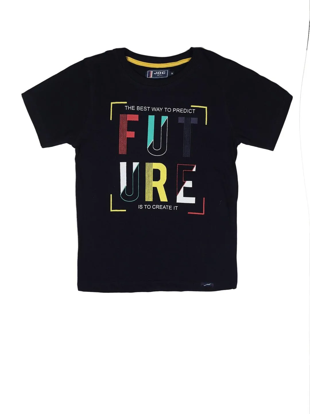 BOY'S BLACK PRINT REGULAR FIT T.SHIRT