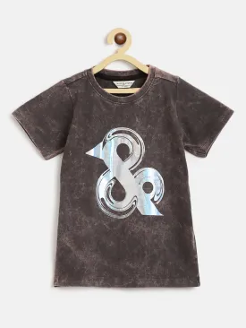 Boys Brown Cotton T-Shirt