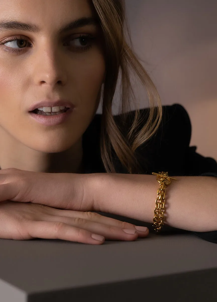 Bracelet | Unité Chain Bracelet | Double Row | IPG Gold Plated