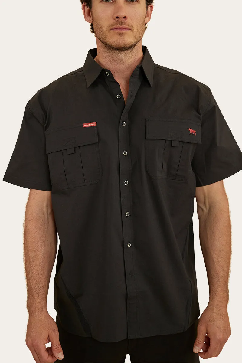 Bulgarra Mens Ripstop Full Button Work Shirt - Black