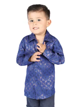 Camisa Casual Manga Larga Estampada Azul Rey para Niños 'El Señor de los Cielos' - ID: 44583