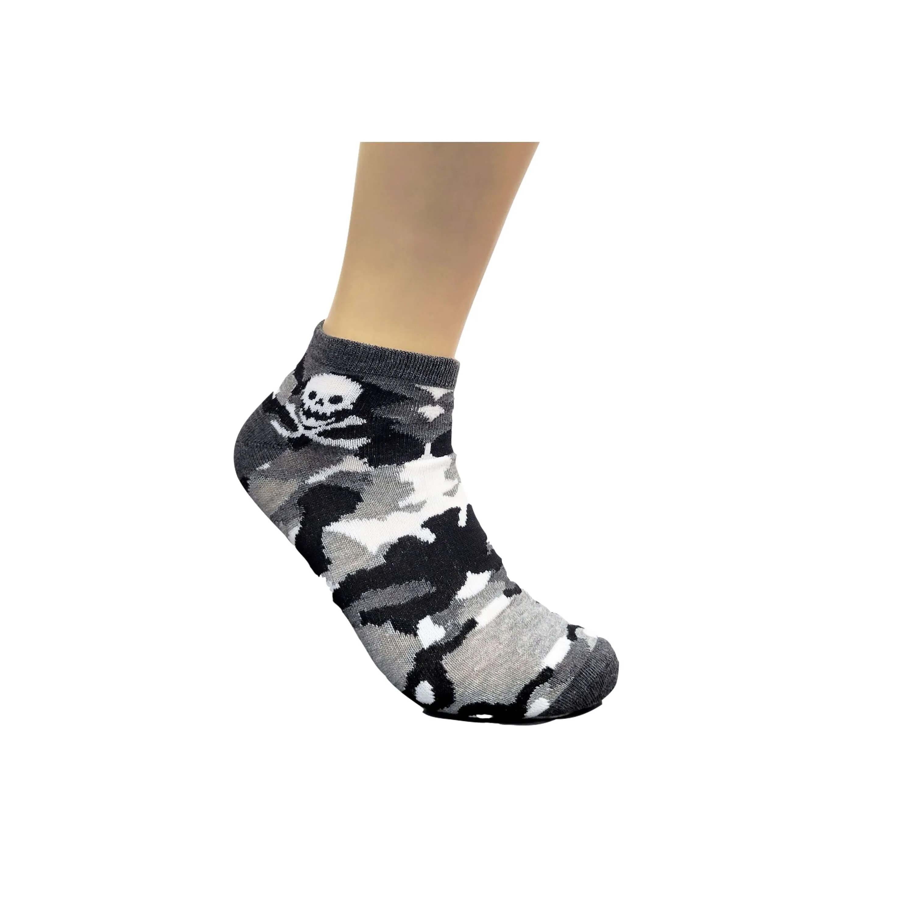 Camouflage With Skulls Ankle Socks (Adult Medium - Women's Shoe Sizes 5-10)