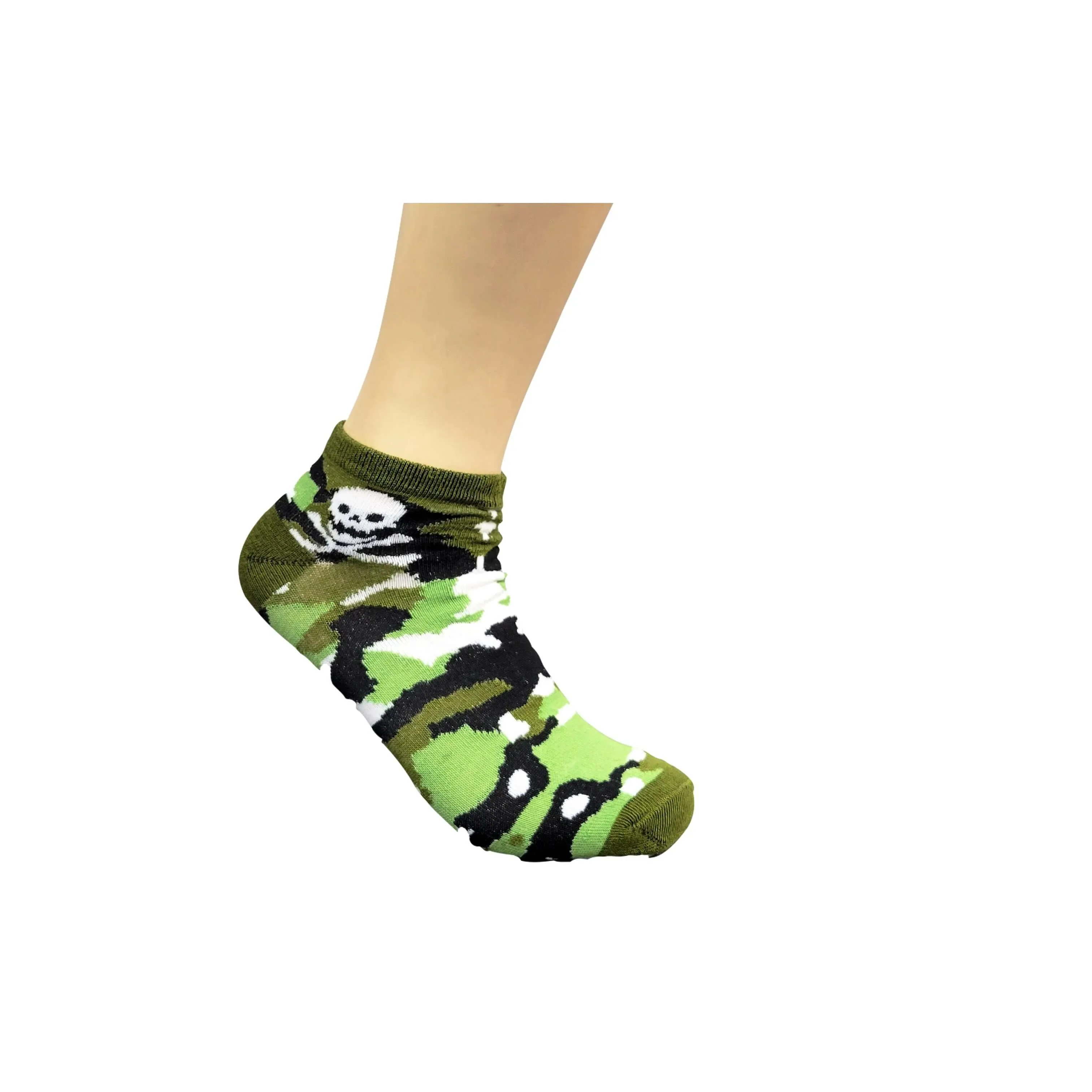 Camouflage With Skulls Ankle Socks (Adult Medium - Women's Shoe Sizes 5-10)