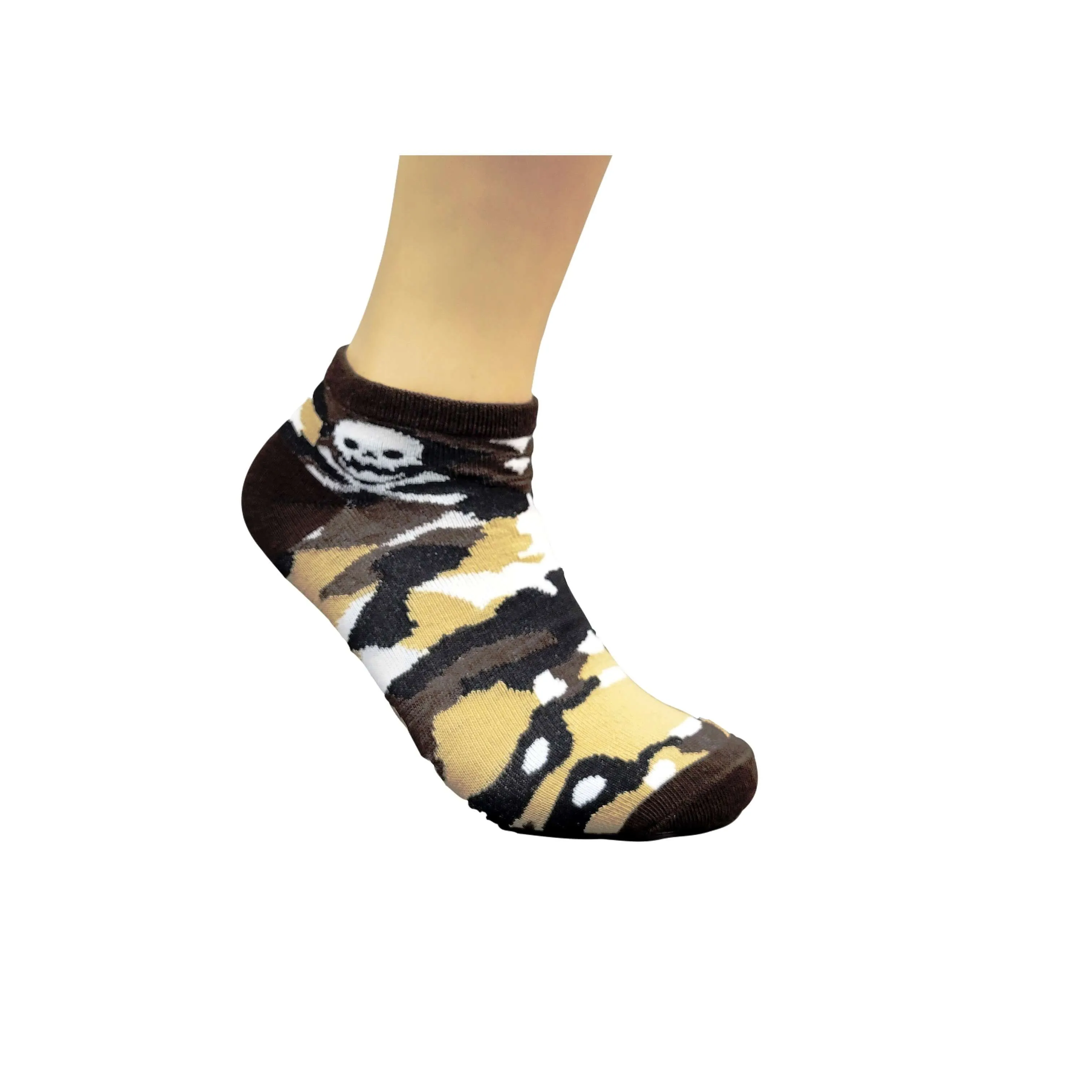 Camouflage With Skulls Ankle Socks (Adult Medium - Women's Shoe Sizes 5-10)