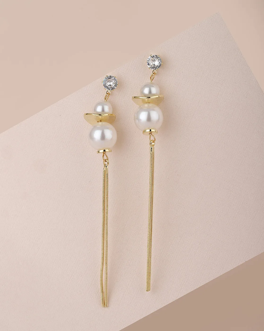 Carlton London Gold Plated White Pearl Drop Earring For Women