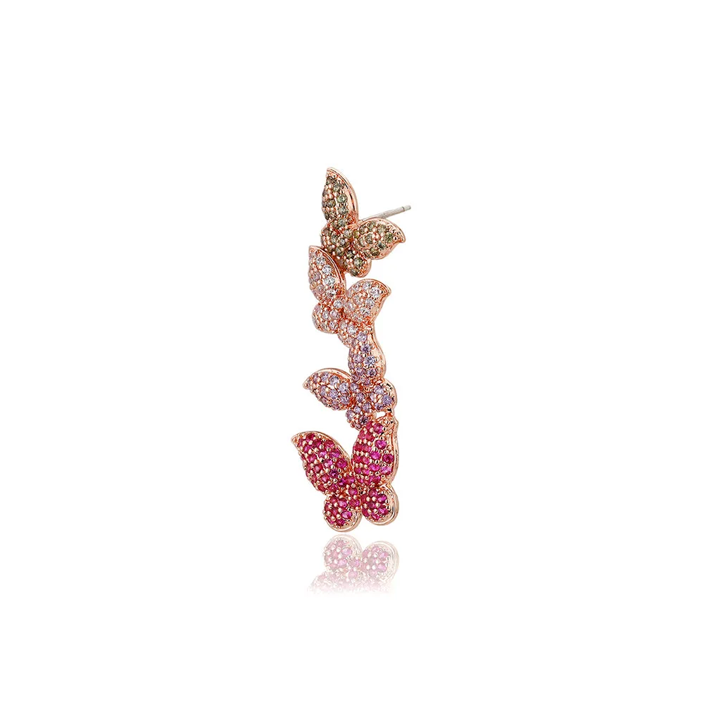 Carlton London Premium Jwlry-Rose Gold Toned Cz Studded Rose Gold-Plated Contemporary Handcrafted Drop Earrings Fje4146