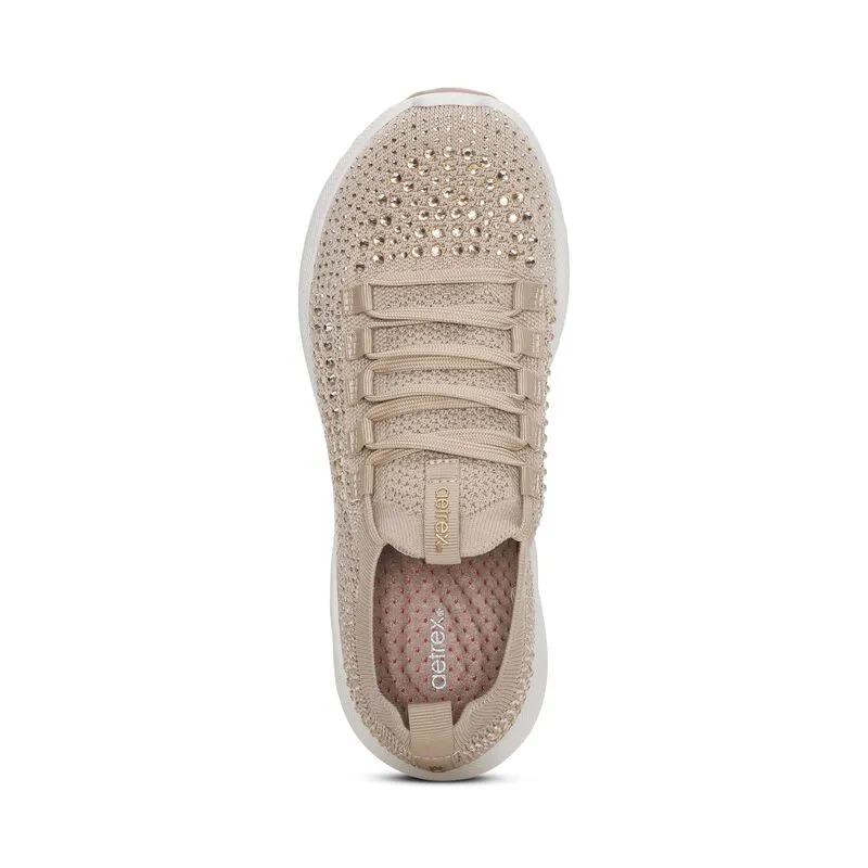 Carly Sparkle Lace Up Sneaker in Tan