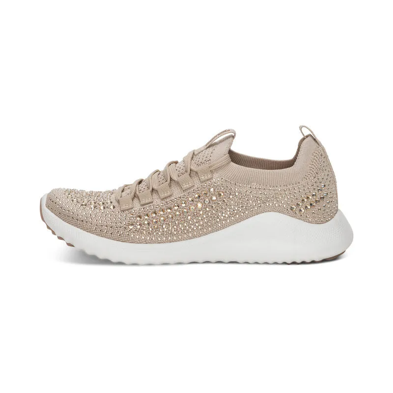 Carly Sparkle Lace Up Sneaker in Tan