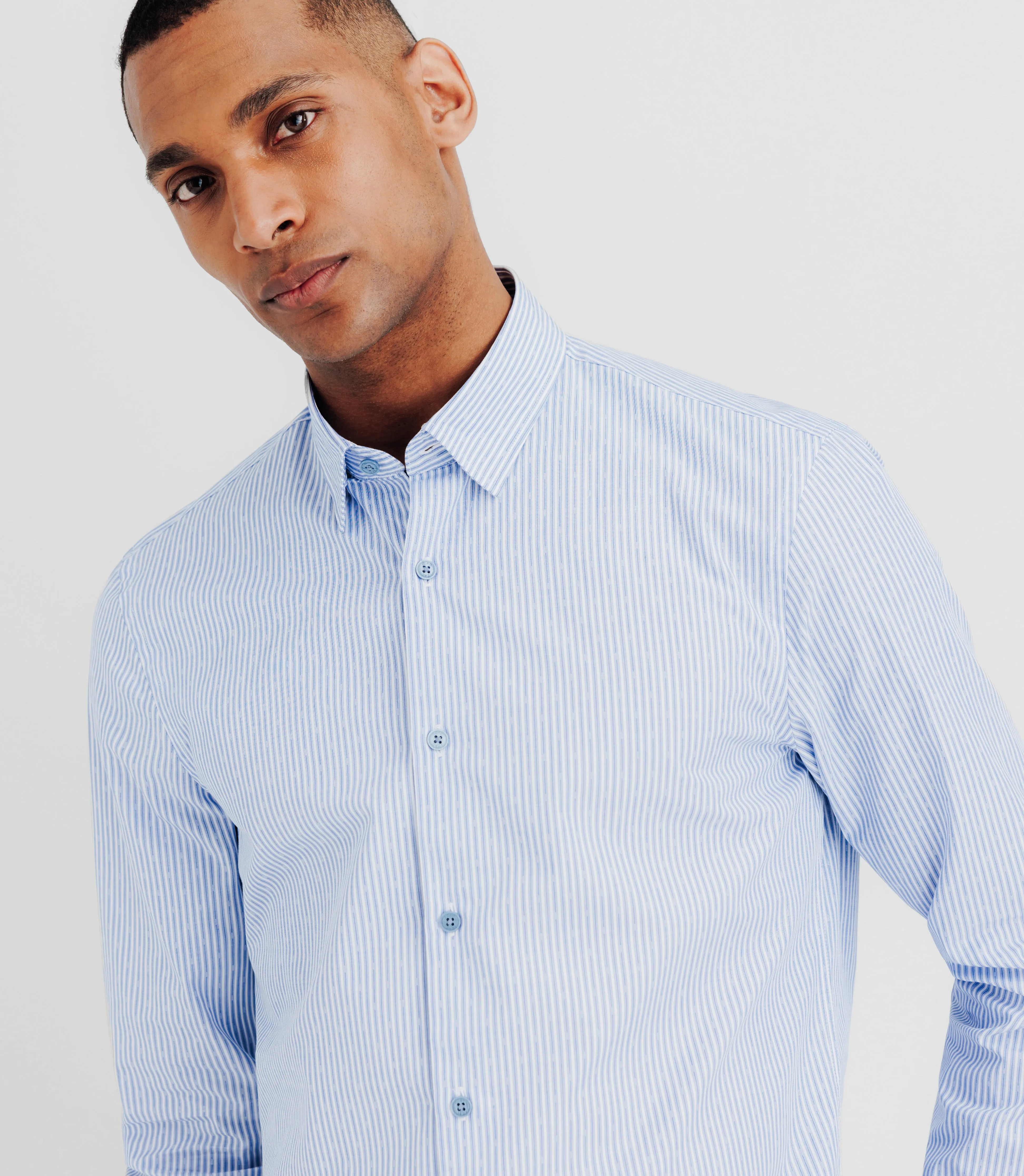 Chemise casual à coudières bleue