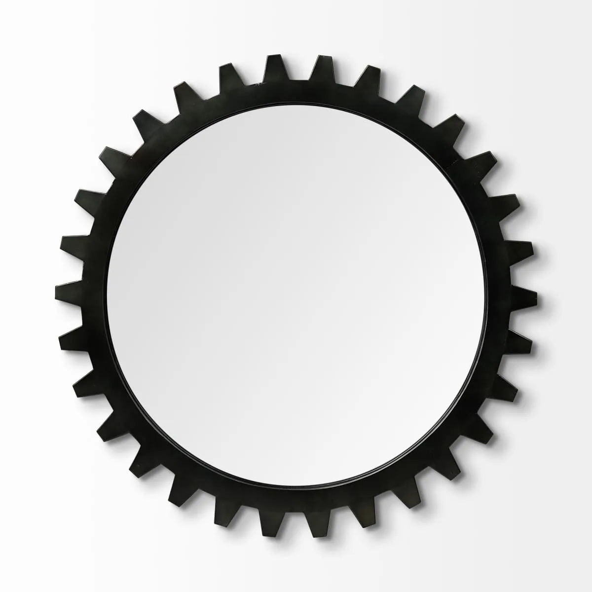 Cog Wall Mirror   Alloy Black Metal | 37"