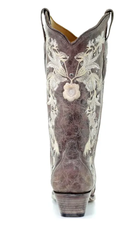 Corral Floral Embroidery Taupe Boots