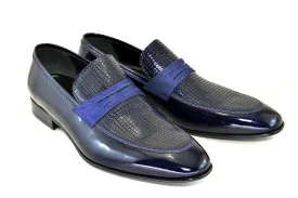 Corrente Patent Leather Penny Loafer Navy