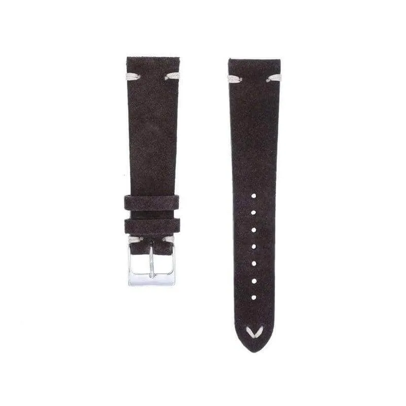 Dark Brown Suede Vintage Leather Watch Strap