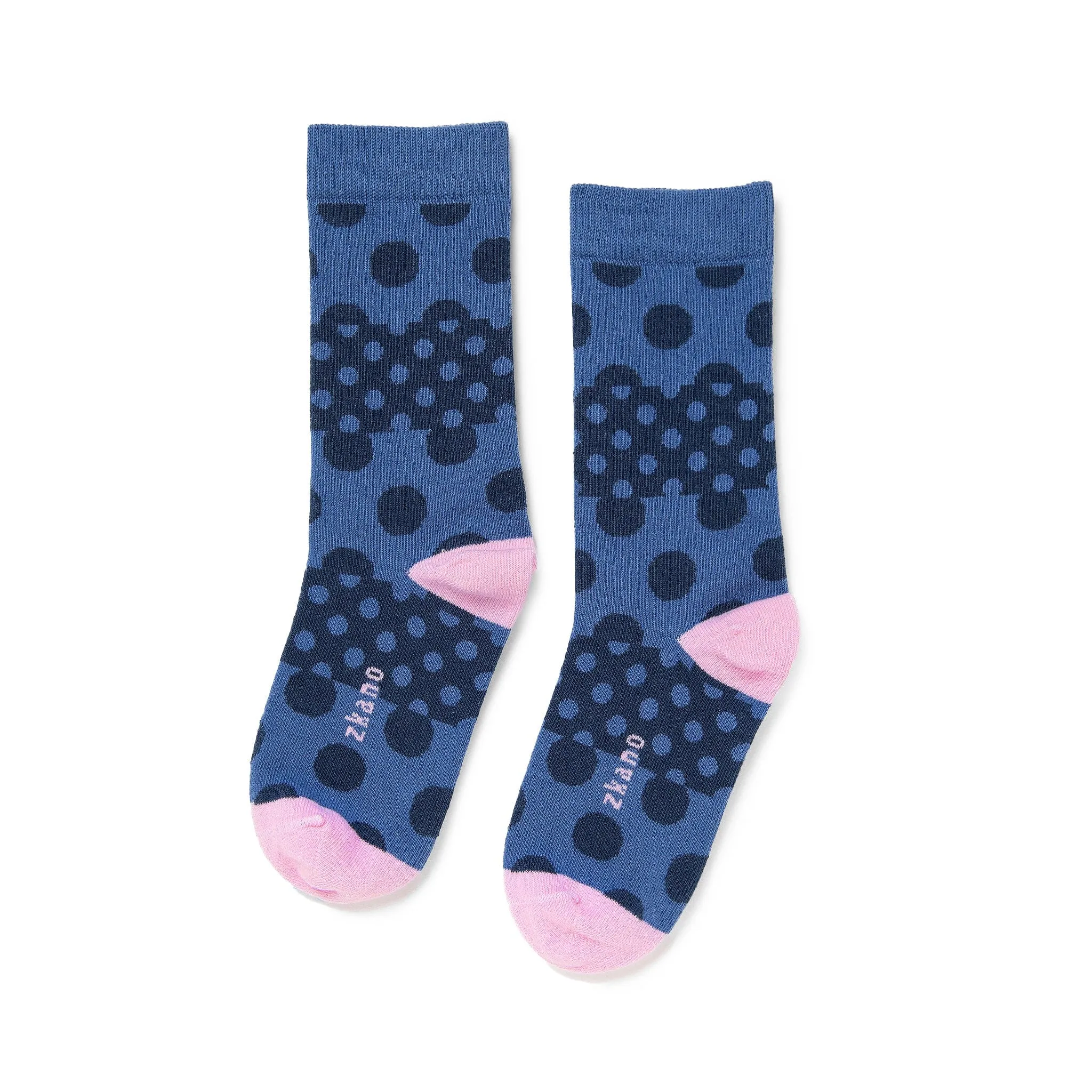 Dot Stripe - Organic Cotton Crew Socks - Cornflower