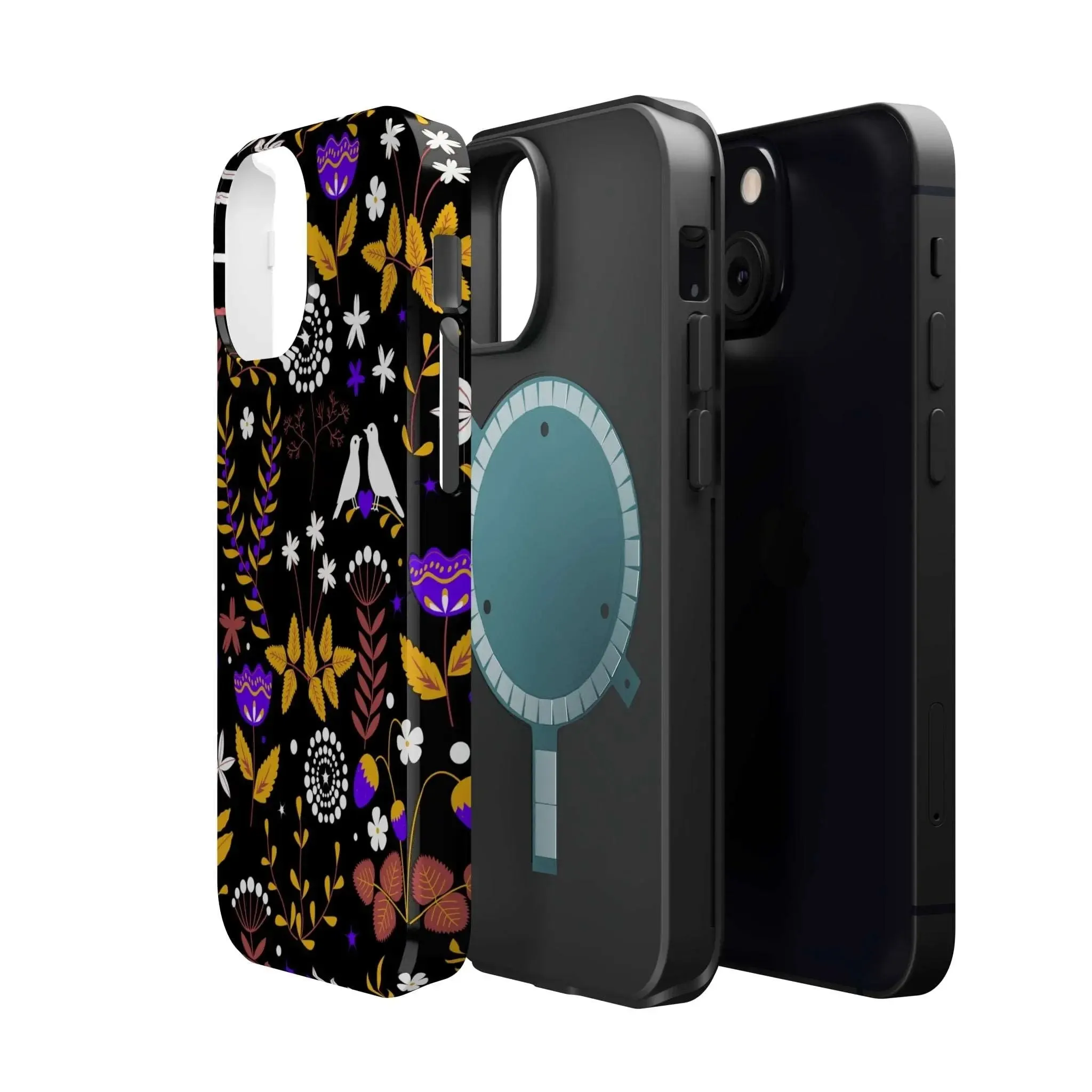 Dove Garden | Black Floral Case