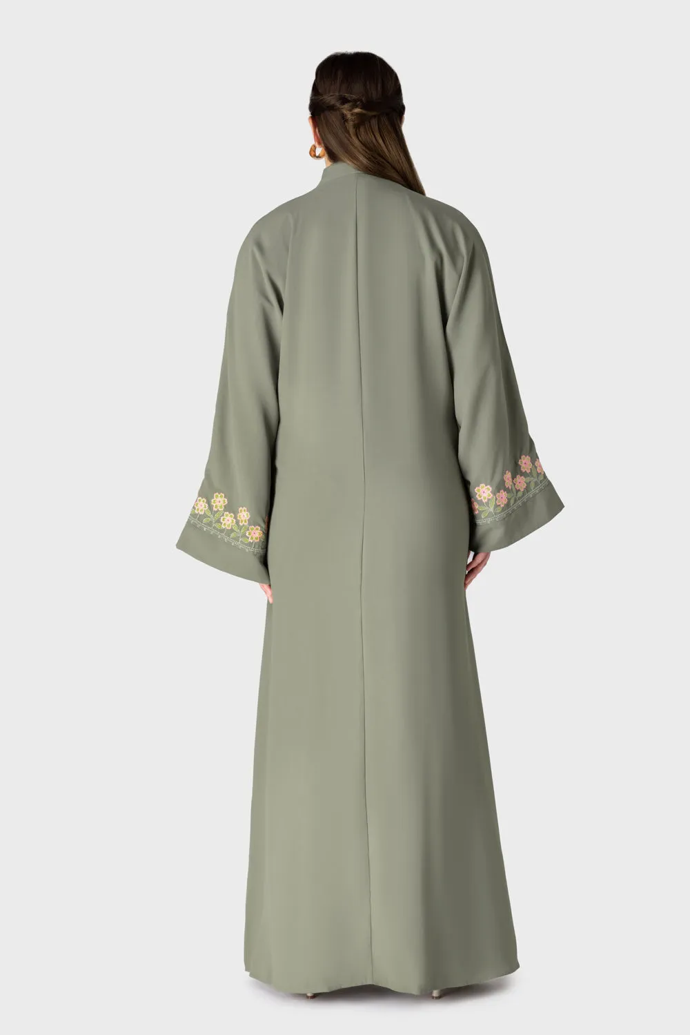 Embroidered Sage Green Abaya