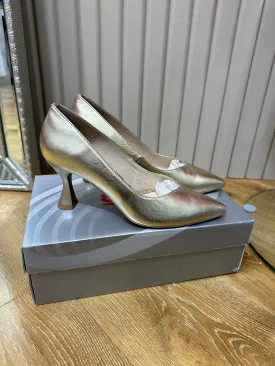 Emis Gold Low Heel Court Shoe