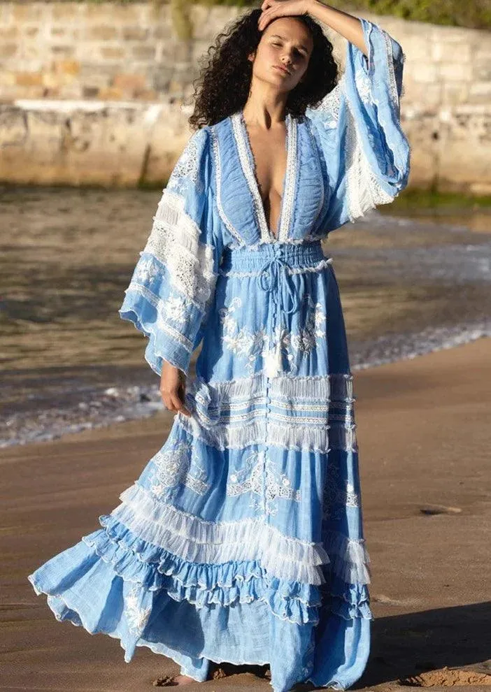 Fillyboo Maxi Dress/ Duster Charm Your Way in Cornflour Blue