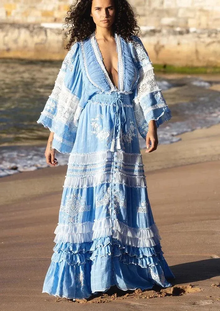 Fillyboo Maxi Dress/ Duster Charm Your Way in Cornflour Blue