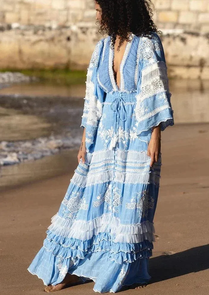 Fillyboo Maxi Dress/ Duster Charm Your Way in Cornflour Blue