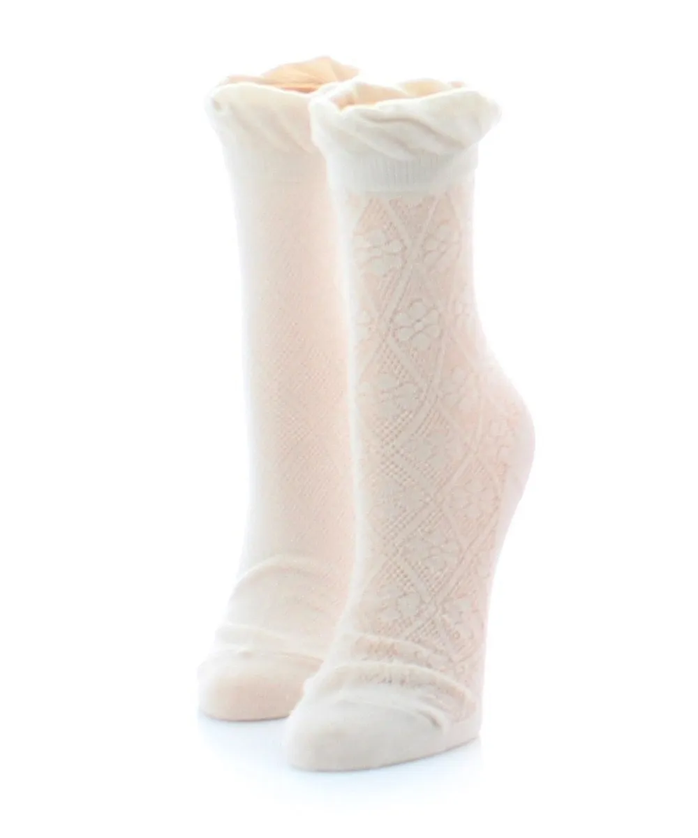 Flower Dazzle Women's Cotton Blend Ankle Socks 2-Pack